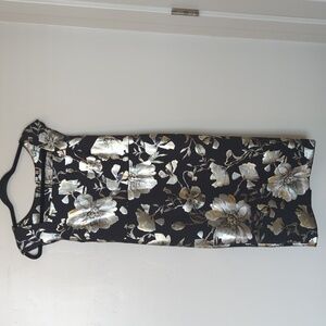 New York & Company Silver Metallic‎ Floral Midi Dress S